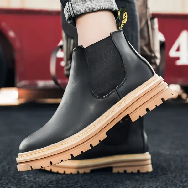 Bottines Chelsea pour homme, Élégantes, confortables et polyvalentes pour l'automne/hiver, Cuir supérieur avec semelle en caoutchouc