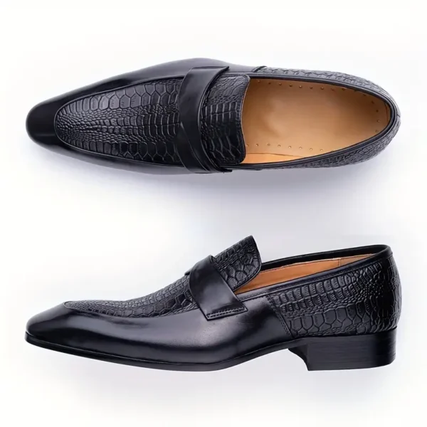 Mocassins à bout ciselé pour hommes avec dessus en cuir, chaussures confortables à enfiler, respirantes et résistantes à l'usure pour les occasions professionnelles, chaussures de bureau quotidiennes pour hommes - Image 7