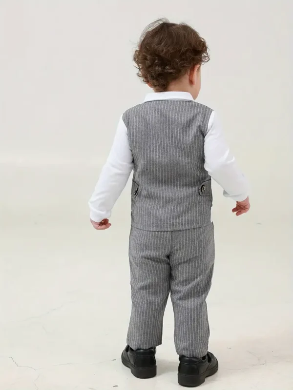 Ensemble 2 pièces pour bébé garçon Ensemble 2 pièces pour bébé garçon, gilet rayé gris avec nœud papillon et pantalon long, costume élégant et romantique pour anniversaire, fête, mariage, style décontracté 1 novembre 2024 Kotazando