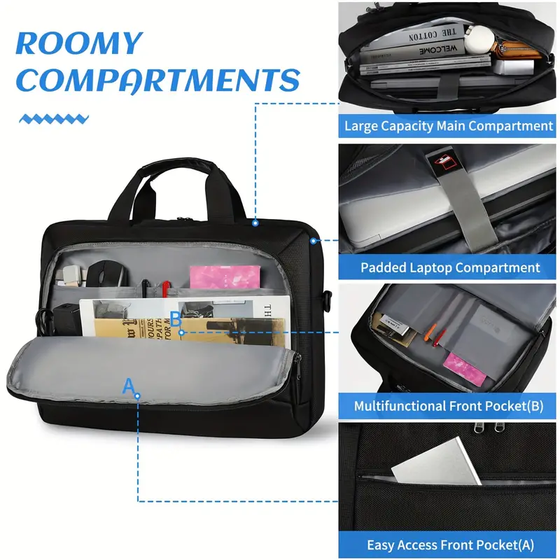 Sacoche pour ordinateur portable 43,94 cm, Sac d'affaires étanche de grande capacité avec bandoulière réglable pour hommes et femmes 5 Sacoche pour ordinateur portable 43,94 cm, Sac d'affaires étanche de grande capacité avec bandoulière réglable pour hommes et femmes – Image 4