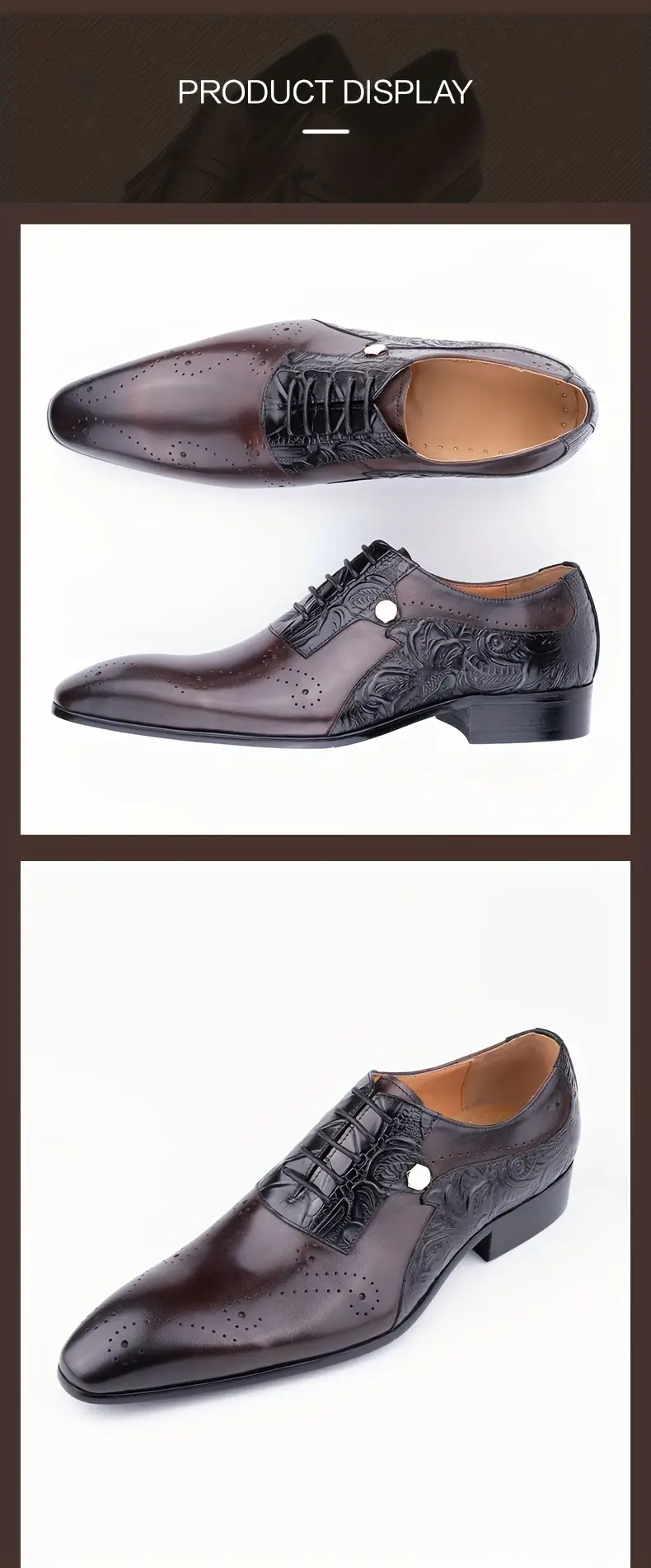 Chaussures Oxford à bout richelieu vintage de luxe pour hommes, confortables, antidérapantes, tige en cuir de vachette pleine fleur, semelle en caoutchouc, chaussures habillées pour hommes 10 Chaussures Oxford à bout richelieu vintage de luxe pour hommes, confortables, antidérapantes, tige en cuir de vachette pleine fleur, semelle en caoutchouc, chaussures habillées pour hommes – Image 9