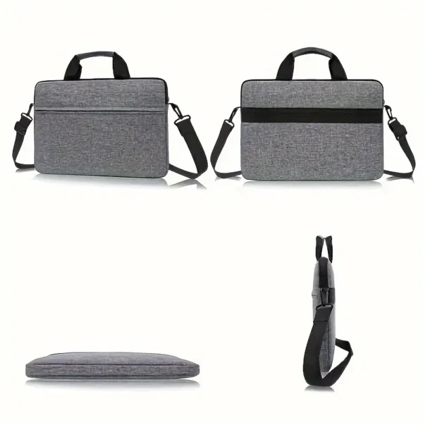Sacoche pour ordinateur portable de couleur unie avec fermeture à glissière et doubles poignées, sac de transport durable, mallette, sac pour ordinateur portable simple et fin pour les déplacements et l'utilisation quotidienne, design à plusieurs compartiments, articles faciles à organiser – Image 5