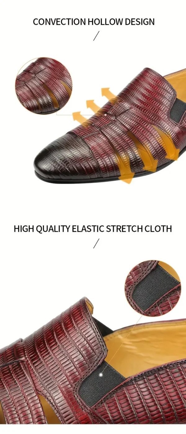 Chaussures en cuir de vachette pleine fleur respirantes de couleur unie pour hommes, chaussures habillées confortables antidérapantes à semelle en caoutchouc décontractées, chaussures pour hommes – Image 5