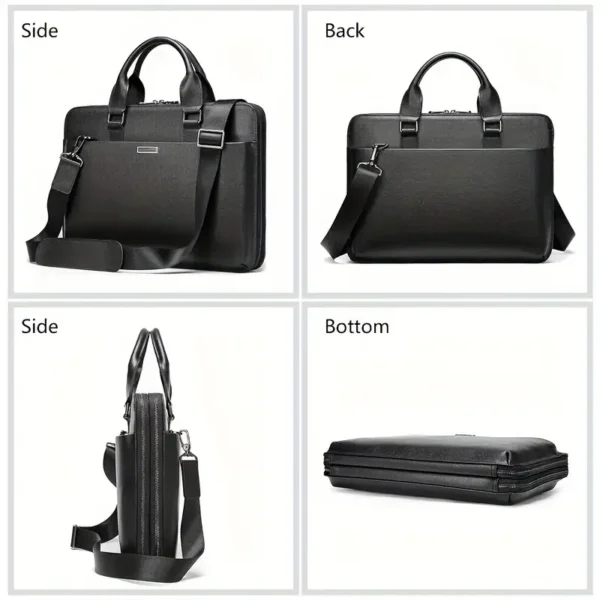Mallette multifonctionnelle en cuir véritable pour homme, sac à main d'affaires en cuir de vachette à couche supérieure – Image 6