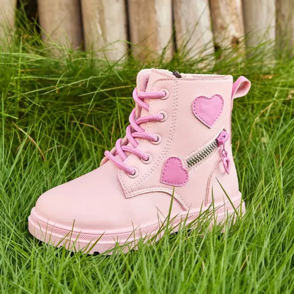 Baskets tendance pour filles, similicuir, montantes, fermeture à glissière et à lacets, motif rayé et uni, légères et durables, course à pied et randonnée, tenue décontractée au quotidien, pour garçons et filles – Image 5