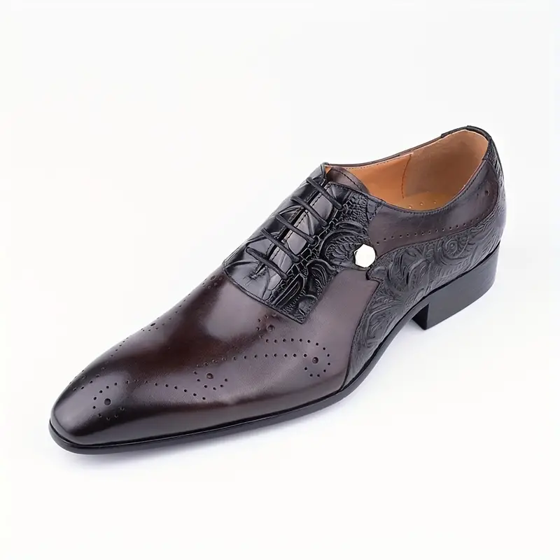 Chaussures Oxford à bout richelieu vintage de luxe pour hommes, confortables, antidérapantes, tige en cuir de vachette pleine fleur, semelle en caoutchouc, chaussures habillées pour hommes 7 Chaussures Oxford à bout richelieu vintage de luxe pour hommes, confortables, antidérapantes, tige en cuir de vachette pleine fleur, semelle en caoutchouc, chaussures habillées pour hommes – Image 6