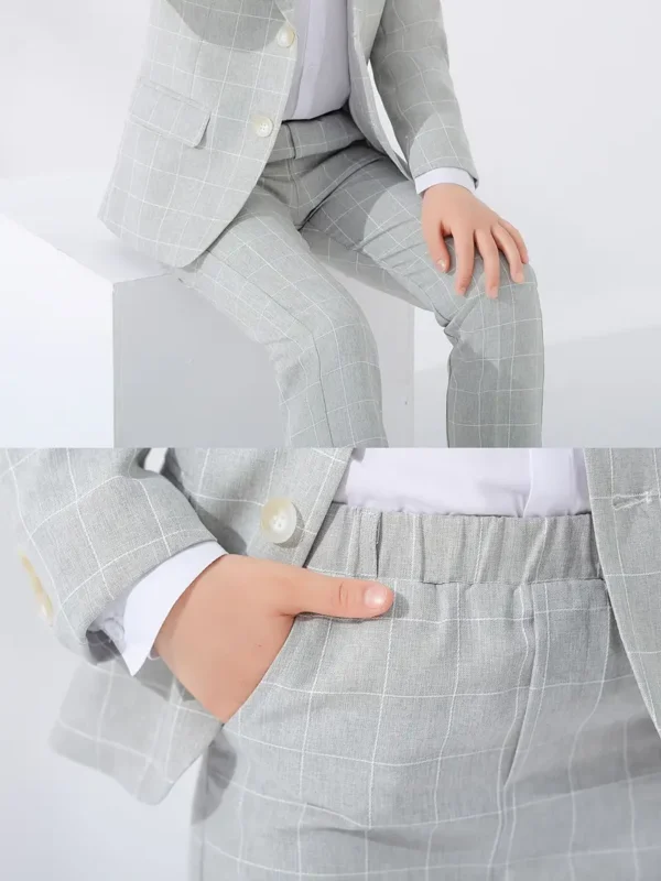 Tenue de gentleman formelle à carreaux 3 pièces pour garçons Tenue de gentleman formelle à carreaux 3 pièces pour garçons, blazer à manches longues, nœud papillon et pantalon, ensemble de vêtements pour enfants pour la compétition, la performance, le mariage, le banquet, l'extérieur 13 novembre 2024 Kotazando