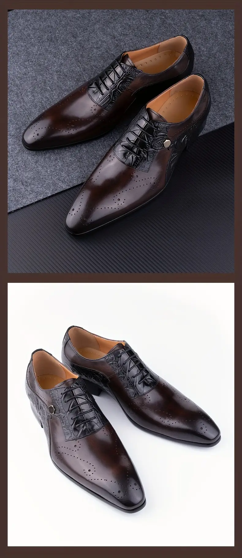 Chaussures Oxford à bout richelieu vintage de luxe pour hommes, confortables, antidérapantes, tige en cuir de vachette pleine fleur, semelle en caoutchouc, chaussures habillées pour hommes 5 Chaussures Oxford à bout richelieu vintage de luxe pour hommes, confortables, antidérapantes, tige en cuir de vachette pleine fleur, semelle en caoutchouc, chaussures habillées pour hommes – Image 4