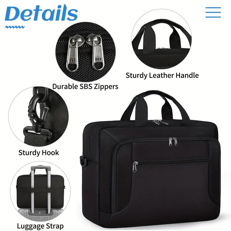 Sacoche pour ordinateur portable 43,94 cm, Sac d'affaires étanche de grande capacité avec bandoulière réglable pour hommes et femmes 6 Sacoche pour ordinateur portable 43,94 cm, Sac d'affaires étanche de grande capacité avec bandoulière réglable pour hommes et femmes – Image 5