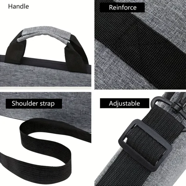 Sacoche pour ordinateur portable de couleur unie avec fermeture à glissière et doubles poignées, sac de transport durable, mallette, sac pour ordinateur portable simple et fin pour les déplacements et l'utilisation quotidienne, design à plusieurs compartiments, articles faciles à organiser – Image 7