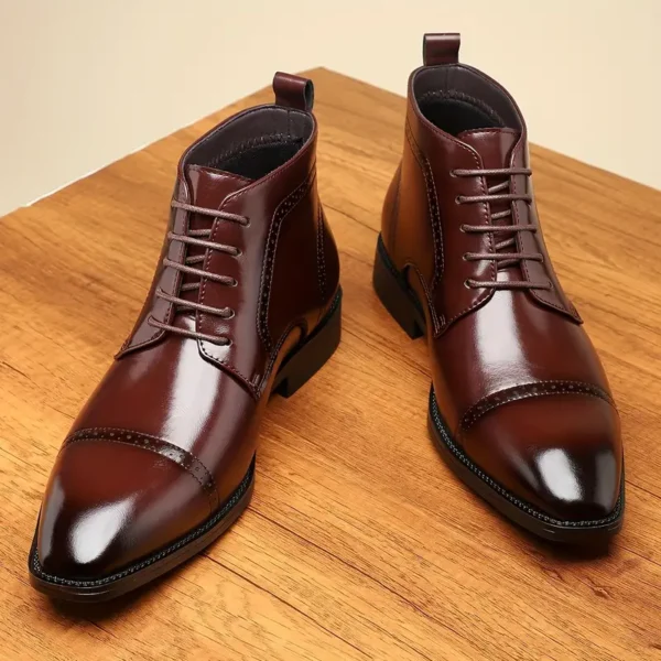 Bottines décontractées à la mode pour hommes, Polyvalentes pour toutes les saisons, à enfiler avec semelle en caoutchouc, similicuir (Copy) – Image 12