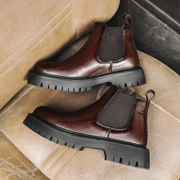 Bottines à enfiler tendance pour homme, Style décontracté et vintage, microfibre synthétique durable avec semelle en caoutchouc pour l'extérieur – Image 7