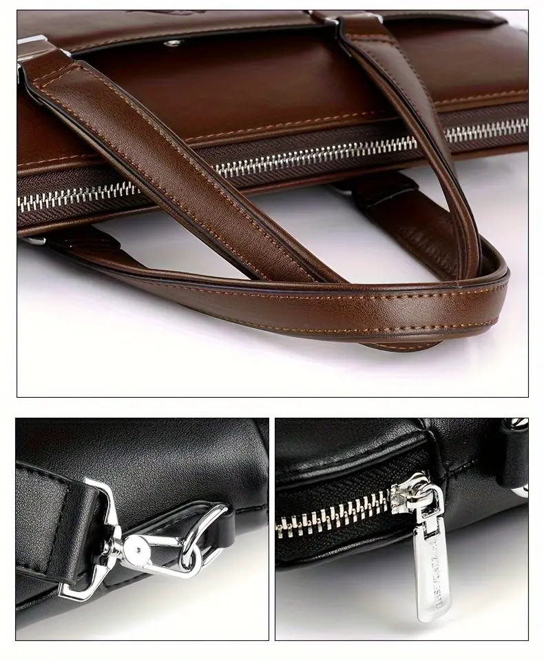 Porte-documents en similicuir noir pour homme, Élégant et polyvalent pour les déplacements quotidiens 7 Porte-documents en similicuir noir pour homme, Élégant et polyvalent pour les déplacements quotidiens – Image 6