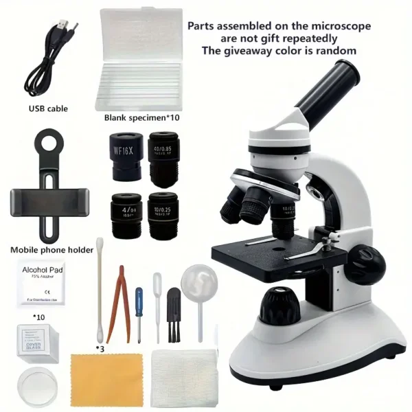 Microscope optique professionnel à double œil haute définition avec source de lumière LED au-dessus et en dessous, imagerie claire, microscope binoculaire tridimensionnel spécialement pour les laboratoires des élèves – Image 4