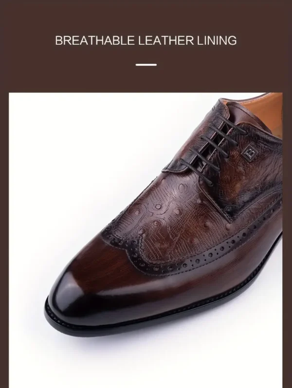 Chaussures richelieu en cuir de qualité supérieure pour hommes, Fabriquées à la main, style décontracté et professionnel avec semelle en caoutchouc pour toutes les saisons – Image 6
