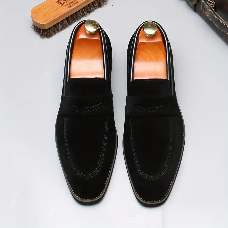 Mocassins classiques en similicuir dain pour homme, Chaussures habillées décontractées à enfiler avec bout pointu, couleur unie, confort toutes saisons, entretien facile à sec 8 Mocassins classiques en similicuir dain pour homme, Chaussures habillées décontractées à enfiler avec bout pointu, couleur unie, confort toutes saisons, entretien facile à sec – Image 7
