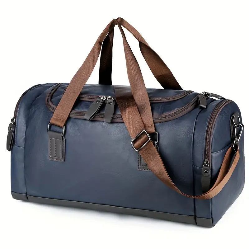 Sac de voyage en PU de grande capacité pour homme, sac à bandoulière durable et élégant avec bandoulière réglable, idéal pour la salle de sport et les voyages 7 Sac de voyage en PU de grande capacité pour homme, sac à bandoulière durable et élégant avec bandoulière réglable, idéal pour la salle de sport et les voyages – Image 6