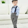 Costume de gentleman pour bébé Costume de gentleman pour bébé, chemise et salopette à rayures aléatoires pour enfants avec chapeau et nœud pour banquet d'anniversaire, fête de mariage, festival, spectacle de pleine lune 1 novembre 2024 Kotazando