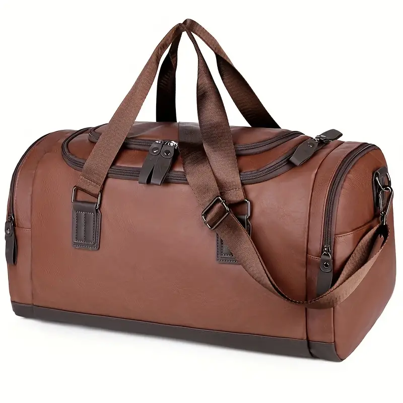 Sac de voyage en PU de grande capacité pour homme, sac à bandoulière durable et élégant avec bandoulière réglable, idéal pour la salle de sport et les voyages 2 Sac de voyage en PU de grande capacité pour homme, sac à bandoulière durable et élégant avec bandoulière réglable, idéal pour la salle de sport et les voyages