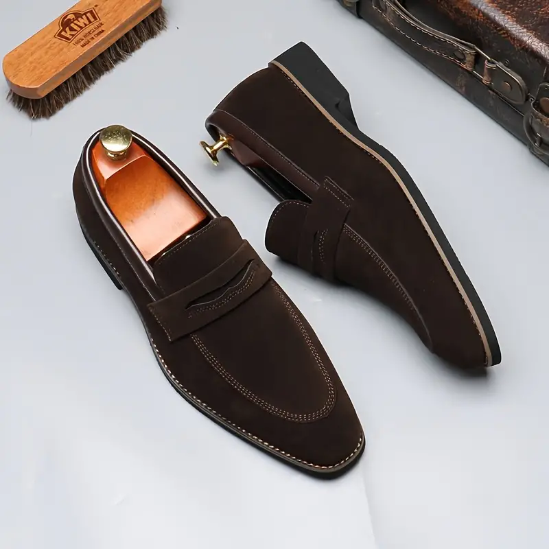 Mocassins classiques en similicuir dain pour homme, Chaussures habillées décontractées à enfiler avec bout pointu, couleur unie, confort toutes saisons, entretien facile à sec 9 Mocassins classiques en similicuir dain pour homme, Chaussures habillées décontractées à enfiler avec bout pointu, couleur unie, confort toutes saisons, entretien facile à sec – Image 8