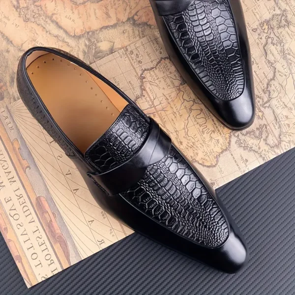 Mocassins à bout ciselé pour hommes avec dessus en cuir, chaussures confortables à enfiler, respirantes et résistantes à l'usure pour les occasions professionnelles, chaussures de bureau quotidiennes pour hommes - Image 10