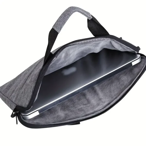 Sacoche pour ordinateur portable de couleur unie avec fermeture à glissière et doubles poignées, sac de transport durable, mallette, sac pour ordinateur portable simple et fin pour les déplacements et l'utilisation quotidienne, design à plusieurs compartiments, articles faciles à organiser – Image 8