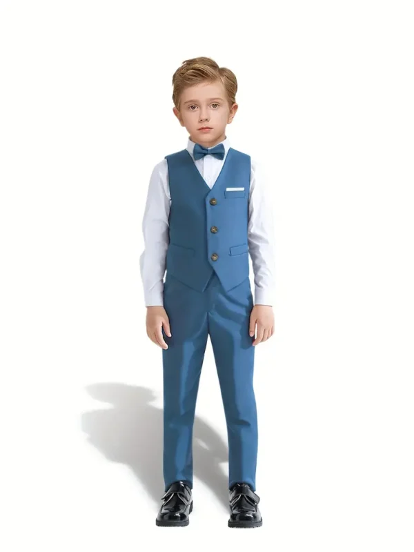 Tenue de gentleman à manches longues pour garçons 3 pièces Tenue de gentleman à manches longues pour garçons 3 pièces, chemise à nœud papillon, gilet et pantalon, vêtements pour garçons pour discours, fête d'anniversaire, vêtements d'extérieur 1 novembre 2024 Kotazando