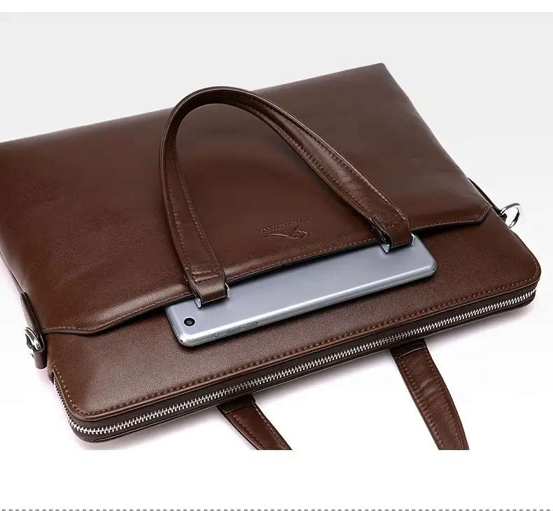 Porte-documents en similicuir noir pour homme, Élégant et polyvalent pour les déplacements quotidiens 14 Porte-documents en similicuir noir pour homme, Élégant et polyvalent pour les déplacements quotidiens – Image 13