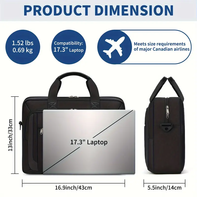 Sacoche pour ordinateur portable NEHWEY pour homme de 43,94 cm, Sac messager Oxford imperméable avec bandoulière réglable, étui de voyage d'affaires léger 9 Sacoche pour ordinateur portable NEHWEY pour homme de 43,94 cm, Sac messager Oxford imperméable avec bandoulière réglable, étui de voyage d'affaires léger – Image 8