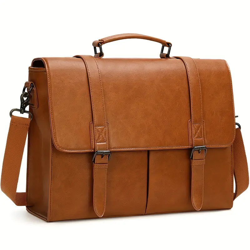 Sac messager vintage en similicuir pour homme, Sacoche étanche pour ordinateur portable de 39,62 cm, grand sac à bandoulière pour le travail au bureau, les affaires et l'université 2 Sac messager vintage en similicuir pour homme, Sacoche étanche pour ordinateur portable de 39,62 cm, grand sac à bandoulière pour le travail au bureau, les affaires et l'université