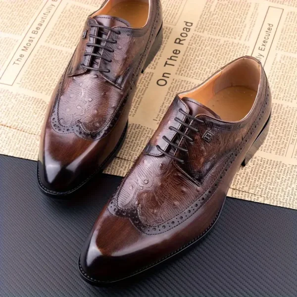 Chaussures richelieu en cuir de qualité supérieure pour hommes, Fabriquées à la main, style décontracté et professionnel avec semelle en caoutchouc pour toutes les saisons – Image 13
