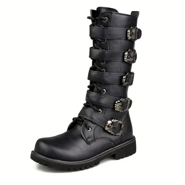 Bottes d'équitation montantes élégantes pour hommes avec fermeture éclair latérale, Chaussures décontractées confortables, antidérapantes et durables pour toutes les saisons – Image 4