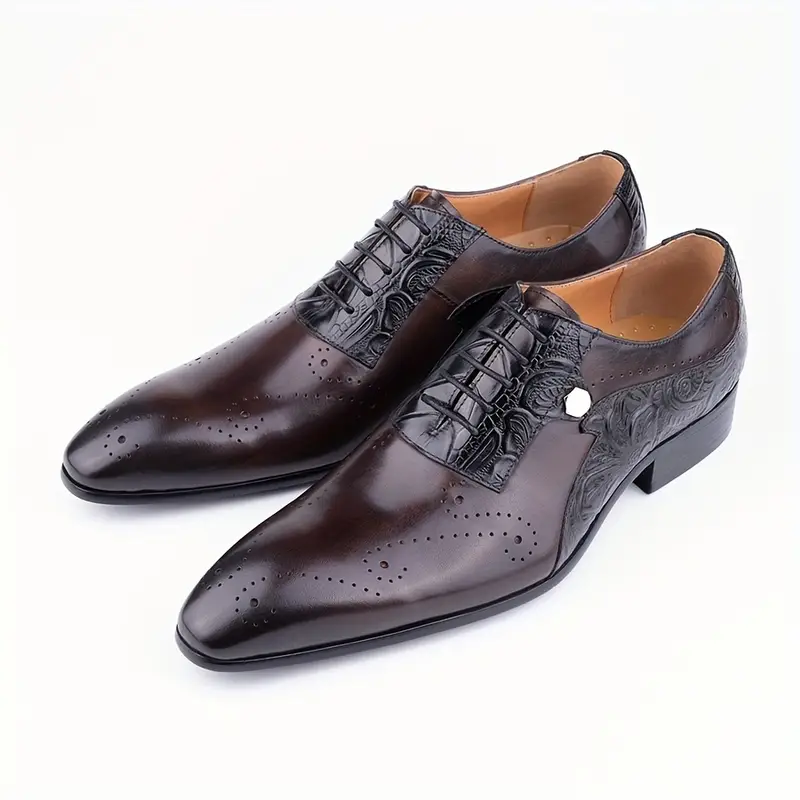 Chaussures Oxford à bout richelieu vintage de luxe pour hommes, confortables, antidérapantes, tige en cuir de vachette pleine fleur, semelle en caoutchouc, chaussures habillées pour hommes 6 Chaussures Oxford à bout richelieu vintage de luxe pour hommes, confortables, antidérapantes, tige en cuir de vachette pleine fleur, semelle en caoutchouc, chaussures habillées pour hommes – Image 5