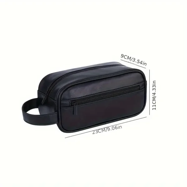 Trousse de toilette de voyage en similicuir, Grande capacité, organiseur de cosmétiques portable pour voyages d'affaires et utilisation en extérieur, noir – Image 8