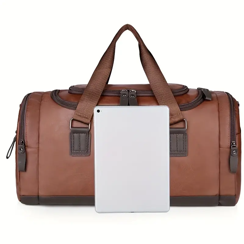 Sac de voyage en PU de grande capacité pour homme, sac à bandoulière durable et élégant avec bandoulière réglable, idéal pour la salle de sport et les voyages 12 Sac de voyage en PU de grande capacité pour homme, sac à bandoulière durable et élégant avec bandoulière réglable, idéal pour la salle de sport et les voyages – Image 11