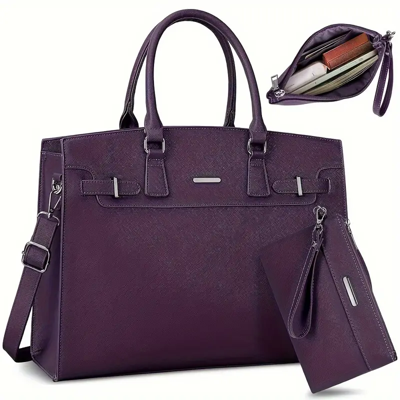 Lot de 2 porte-documents en similicuir pour femme, sac d'ordinateur portable tendance, sac fourre-tout étanche avec fermeture éclair, doublure en polyester, avec bandoulière amovible, pour les déplacements quotidiens, les sorties, ordinateur portable de 39,62 cm 14 Lot de 2 porte-documents en similicuir pour femme, sac d'ordinateur portable tendance, sac fourre-tout étanche avec fermeture éclair, doublure en polyester, avec bandoulière amovible, pour les déplacements quotidiens, les sorties, ordinateur portable de 39,62 cm – Image 13