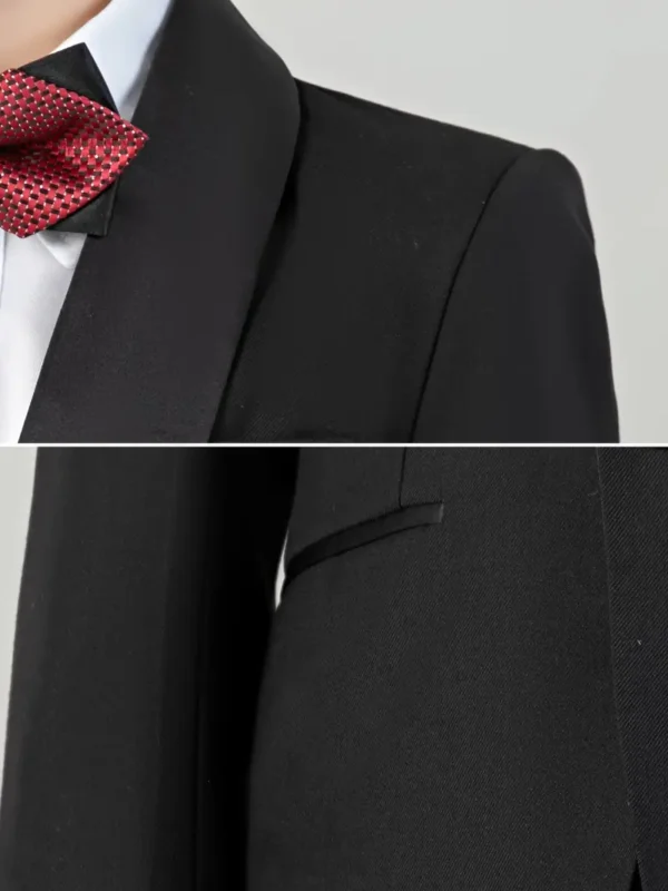 Ensemble de costume formel 4 pièces pour garçon avec blazer rayé, gilet, pantalon et nœud papillon, Parfait pour les mariages, les anniversaires et les occasions spéciales – Image 6