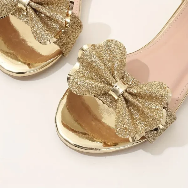Chaussures à talons hauts tendance et mignonnes avec nœud papillon et bout ouvert pour filles, chaussures habillées légères et respirantes pour les vacances, les fêtes, les mariages, le printemps et l'été – Image 10