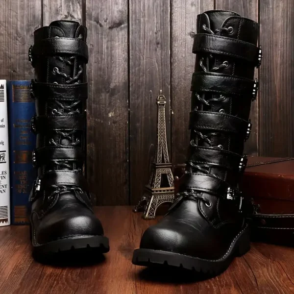 Bottes d'équitation montantes élégantes pour hommes avec fermeture éclair latérale, Chaussures décontractées confortables, antidérapantes et durables pour toutes les saisons – Image 6