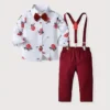 Ensemble 3 pièces pour garçon avec motif floral Ensemble 3 pièces pour garçon avec motif floral, nœud papillon, chemise et salopette, tenue de soirée pour discours, fête d'anniversaire, vêtements pour enfants à porter au quotidien et en extérieur 1 novembre 2024 Kotazando