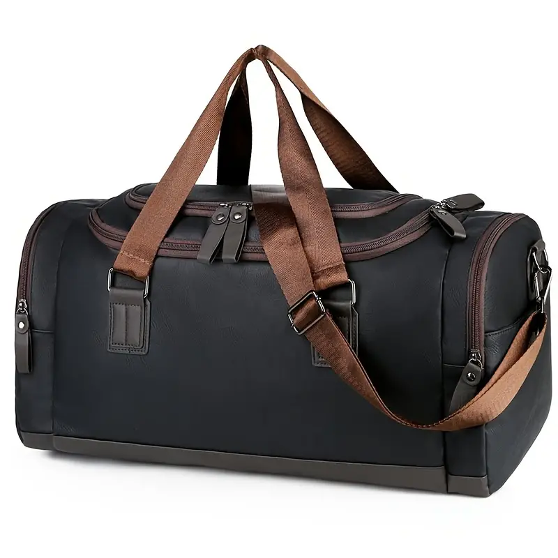 Sac de voyage en PU de grande capacité pour homme, sac à bandoulière durable et élégant avec bandoulière réglable, idéal pour la salle de sport et les voyages 14 Sac de voyage en PU de grande capacité pour homme, sac à bandoulière durable et élégant avec bandoulière réglable, idéal pour la salle de sport et les voyages – Image 13
