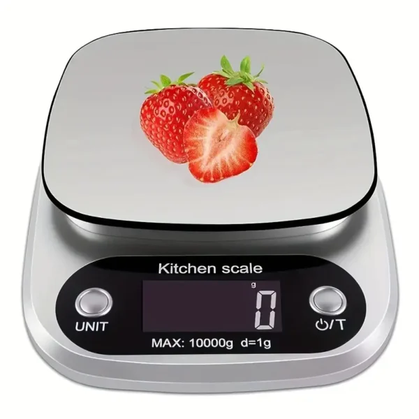 Balance de cuisine numérique de précision, Capacité de 22 lb, affichage en grammes et en onces pour la cuisine et la pâtisserie, précision de 1 G/0,1 oz, alimentée par pile AAA non rechargeable (argentée)