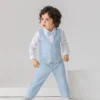 Ensemble 3 pièces pour bébé bleu ciel Ensemble 3 pièces pour bébé bleu ciel, chemise à nœud papillon, gilet et pantalon, tenue de soirée pour discours, fête d'anniversaire, vêtements pour garçon, tissu d'extérieur 1 novembre 2024 Kotazando