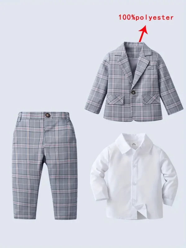 Ensemble 3 pièces décontracté pour bébé garçon Ensemble 3 pièces décontracté pour bébé garçon, chemise à nœud papillon, manteau à carreaux à manches longues et pantalon à carreaux, tissu d'extérieur 1 novembre 2024 Kotazando