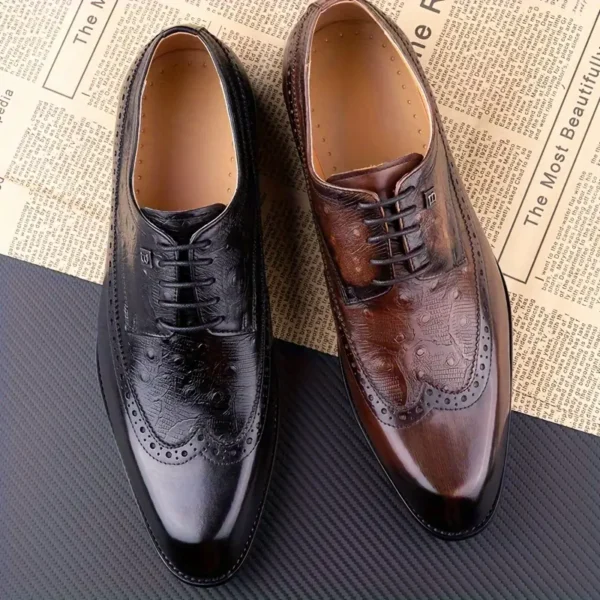 Chaussures richelieu en cuir de qualité supérieure pour hommes, Fabriquées à la main, style décontracté et professionnel avec semelle en caoutchouc pour toutes les saisons – Image 15