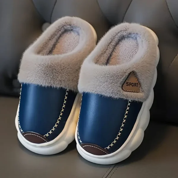 Chaussons confortables et élégants doublés de polaire pour garçons, Semelle souple, antidérapants pour une utilisation en intérieur/extérieur, parfaits pour l'automne/hiver – Image 6