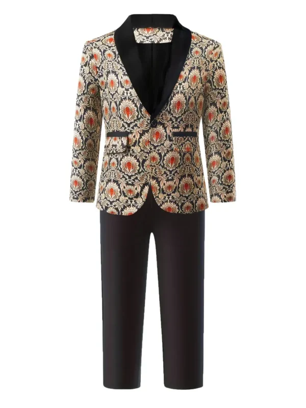 Ensemble de costume tendance pour garçon Ensemble de costume tendance pour garçon, veste de costume à manches longues avec col châle et revers avec motif jacquard et pantalon de costume de couleur unie, adapté aux occasions formelles, aux spectacles, aux mariages, aux fêtes d'anniversaire et aux cérémonies de remise de diplômes novembre 13, 2024 Kotazando