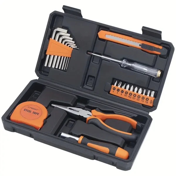 Coffret d'outils multifonctions avec boîte à outils Coffret d'outils multifonctions avec boîte à outils, kit de réparation ménager et automobile manuel, comprend une clé, une pince, un jeu de tournevis, un marteau, un mètre ruban 5 décembre 2024 Kotazando