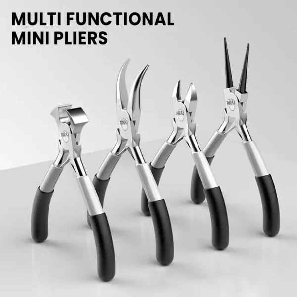 Lot de 8 mini pinces à bijoux AIRAJ, Métal durable, comprend une pince diagonale, une pince à bec long, une pince coupante – Image 4