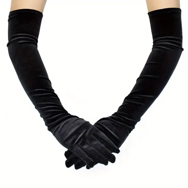 Gants longs en velours noir, élastiques, chauds, étiquette, style vintage, décoratifs, pour femme, soirée, spectacle d'opéra 19 décembre 2024 Kotazando